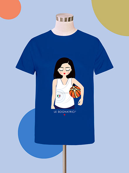 T-shirt Mia - I Love Basket - Azzurro